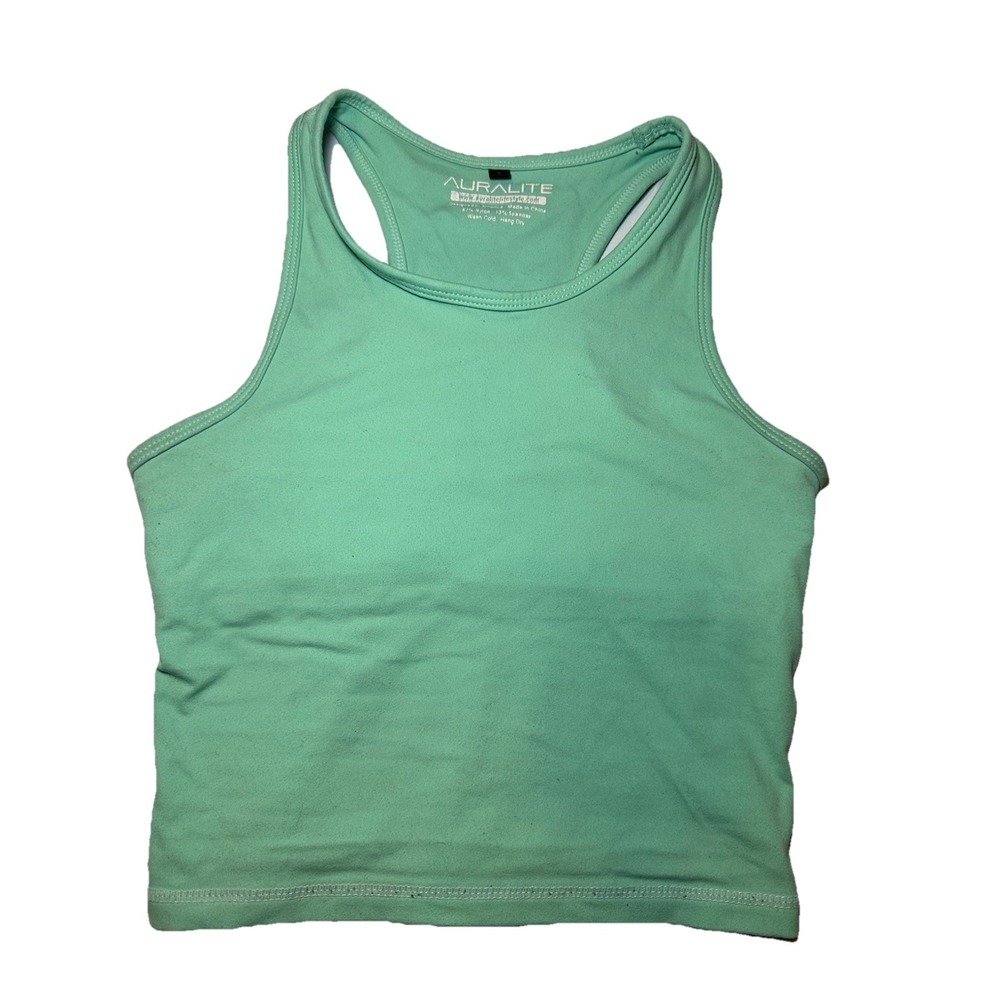 Trendy AURALITE  Mint Green Racerback Cropped Athletic Tank Top Size Small